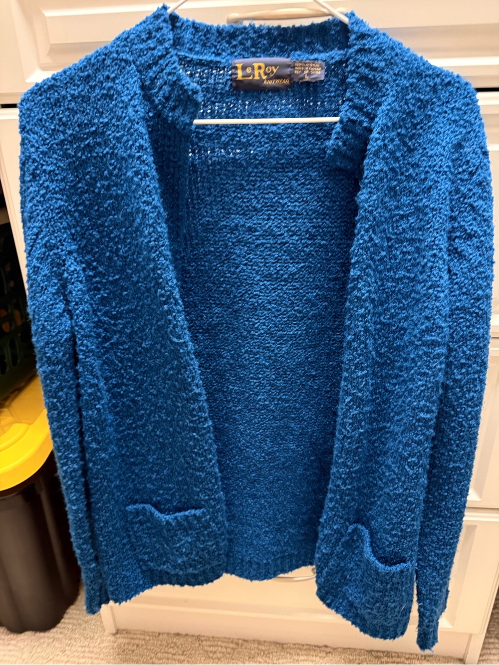 Plush Open-Front Cardigan Sweater in Blue